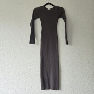 LPA Revolve M Gray Long Sleeve Bodycon Ribbed Midi Dress‎